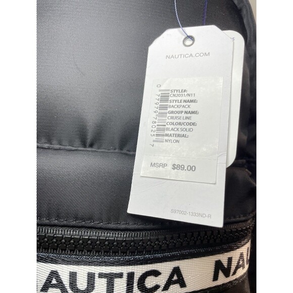 Nautica Backpack MSRP $89 Black Brand New Straps Side Pockets Lightweight - Picture 2 of 8